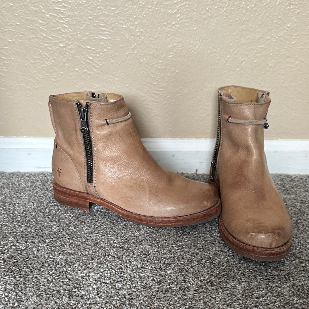 Frye Tan Leather Ankle Boots